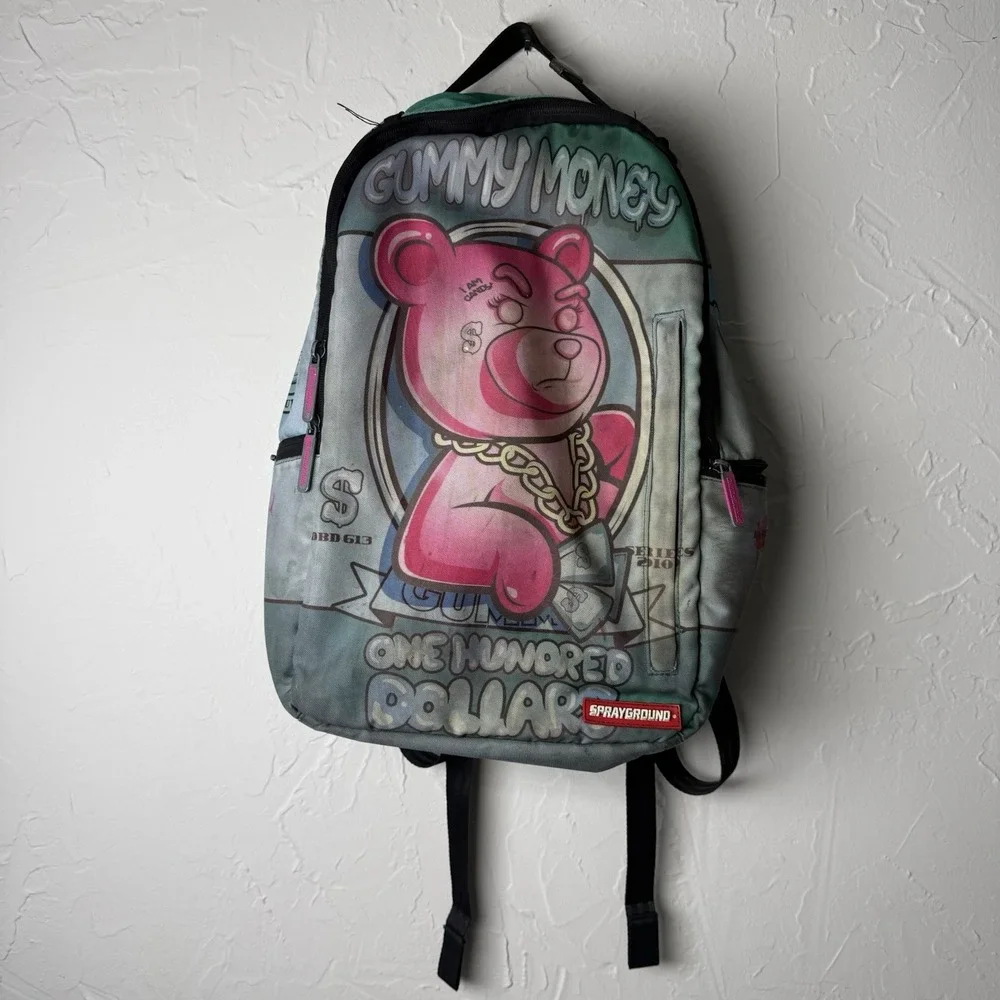 Sprayground Gummy Money Backpack Limited Edition Pink Bear Money Graphic Rare